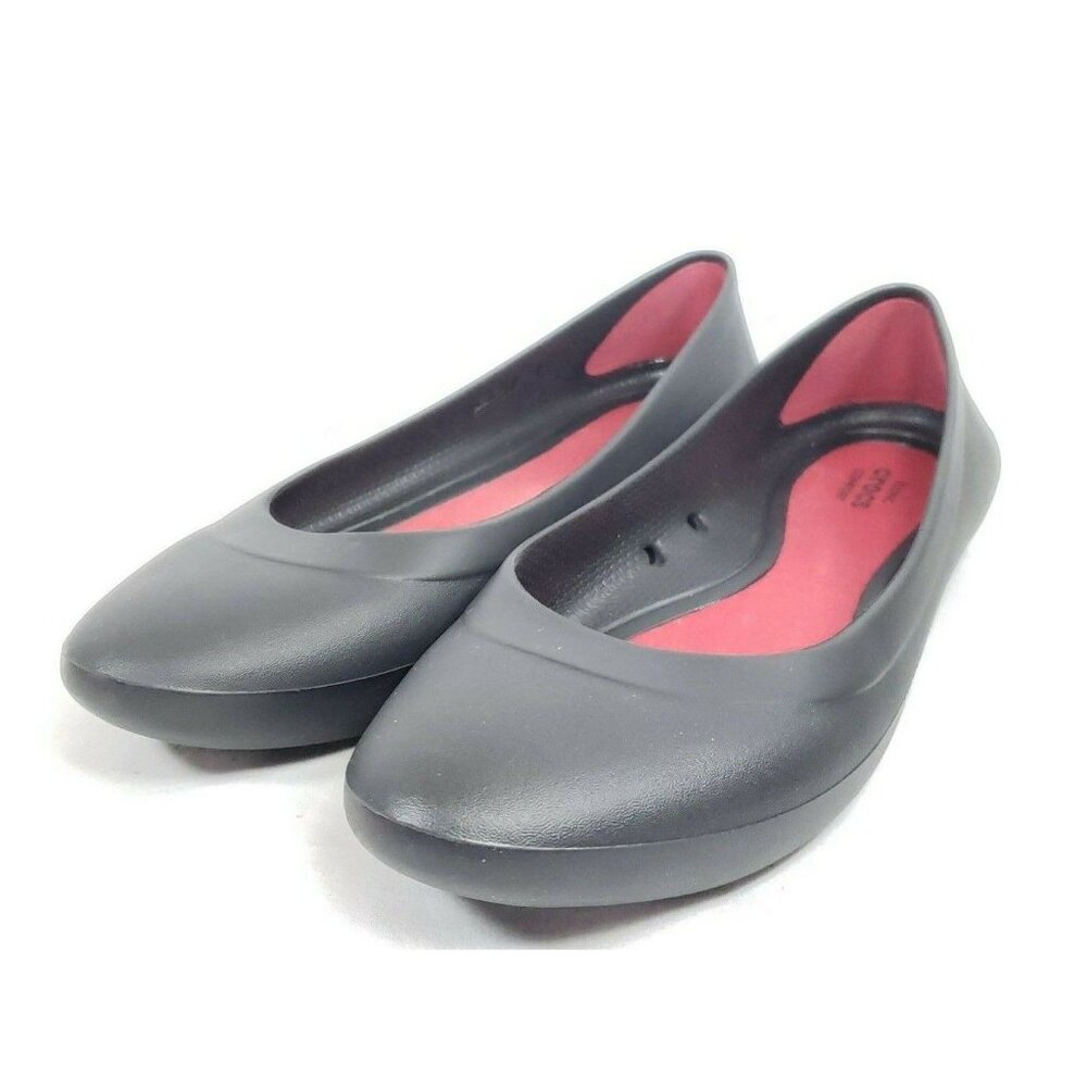 Crocs Ballet Flats Women's Size 8 Black Water Resistant Foam Insoles - Picture 1 of 7